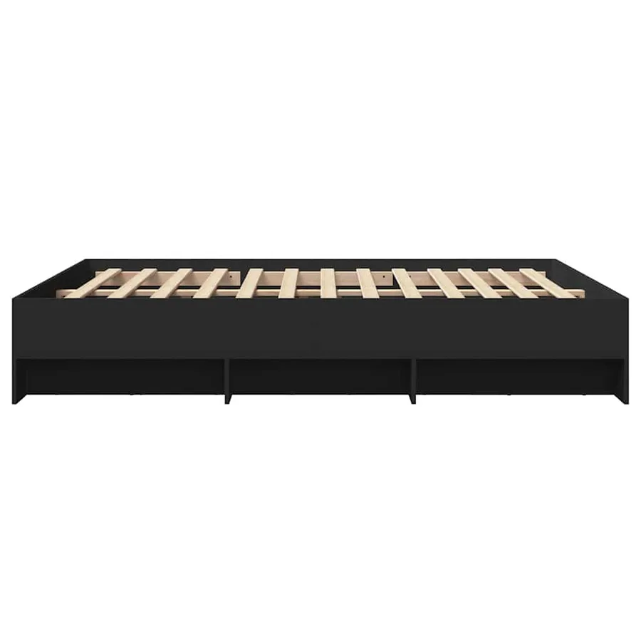 Cadre de lit sans matelas noir 160x200 cm bois d'ingénierie - 6