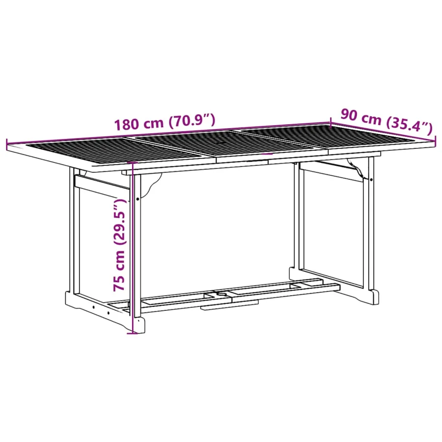 Ensemble à manger de jardin 9 pcs bois massif d'acacia - 10