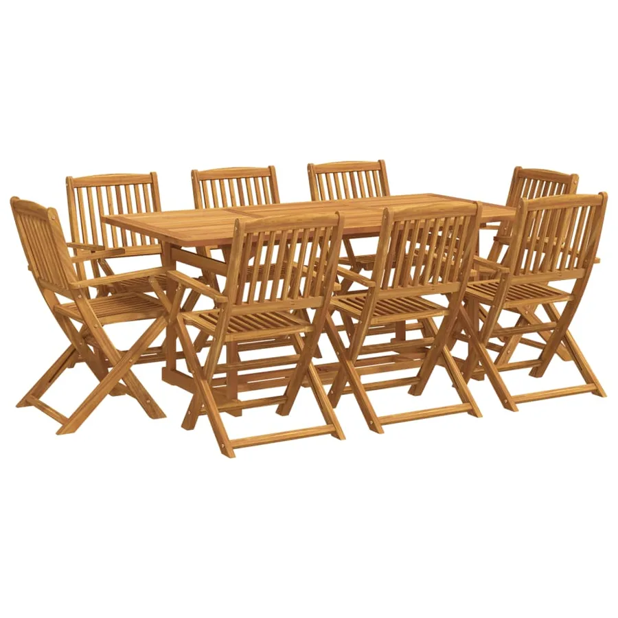 Ensemble à manger de jardin 9 pcs bois massif d'acacia - 2