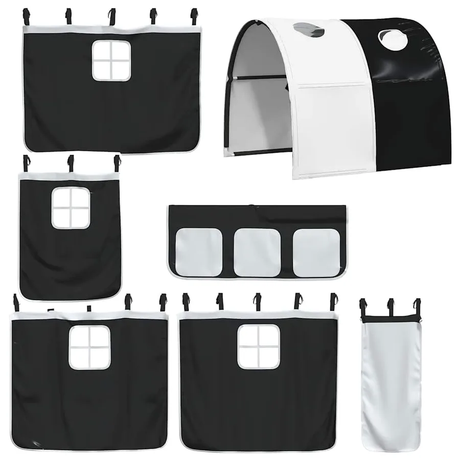 Lit superposé sans matelas avec toboggan blanc noir 90x200 cm - 6