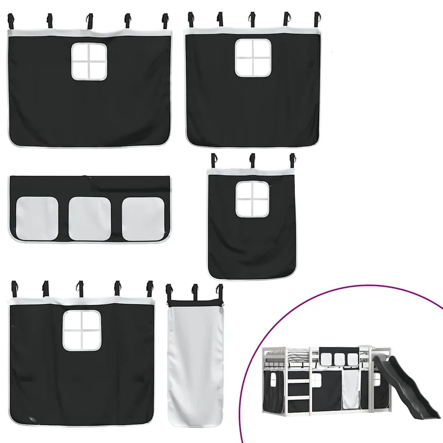 Lit superposé sans matelas avec toboggan blanc noir 90x190 cm - 5