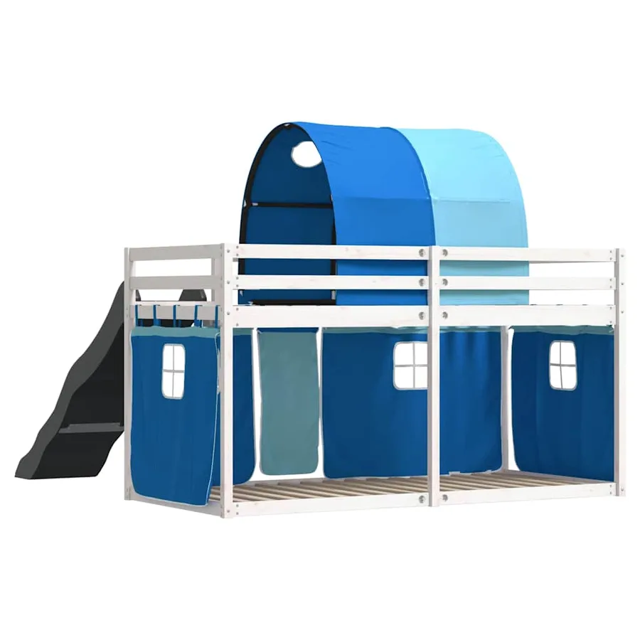Lit superposé sans matelas avec toboggan et rideaux 90x190 cm - 10