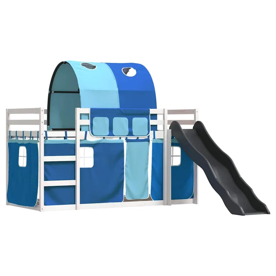 Lit superposé sans matelas avec toboggan et rideaux 90x190 cm - 3