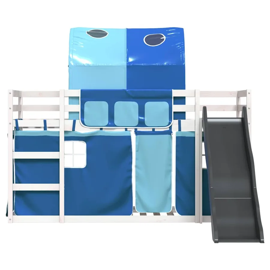 Lit superposé sans matelas avec toboggan et rideaux 90x190 cm - 7