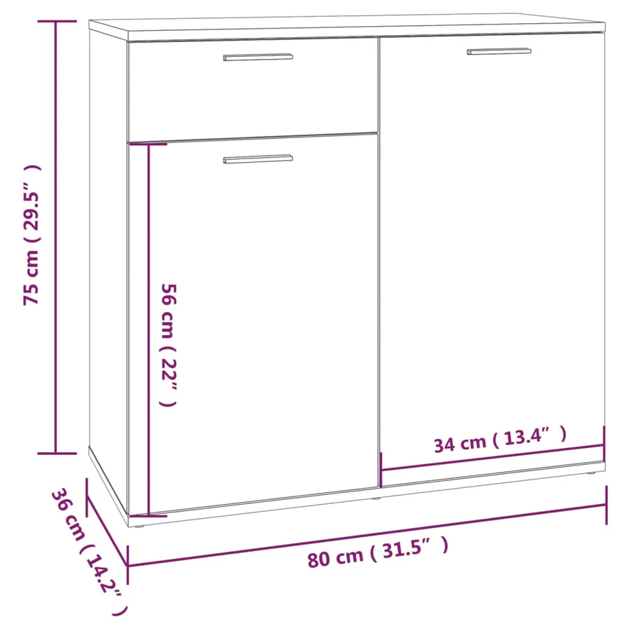 Buffet Chêne fumé 80x36x75 cm Bois d'ingénierie - 9