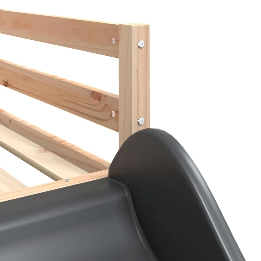 Lit superposé sans matelas avec toboggan blanc noir 90x190 cm - 12