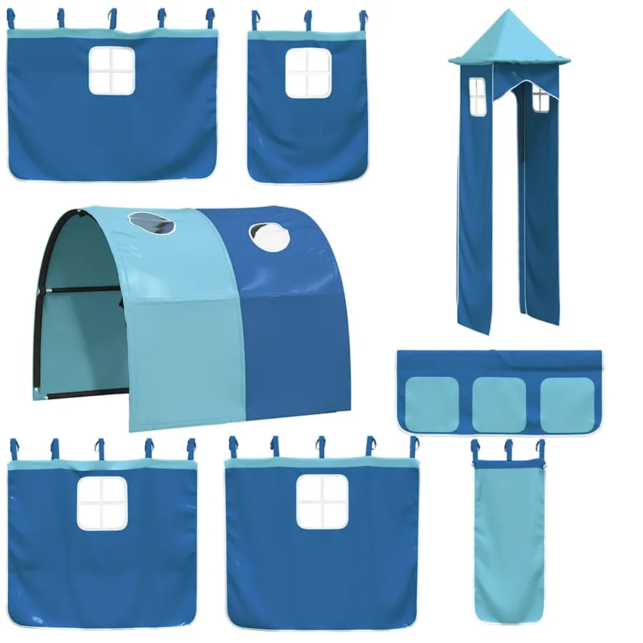 Lit superposé sans matelas avec toboggan et rideaux 90x190 cm - 6