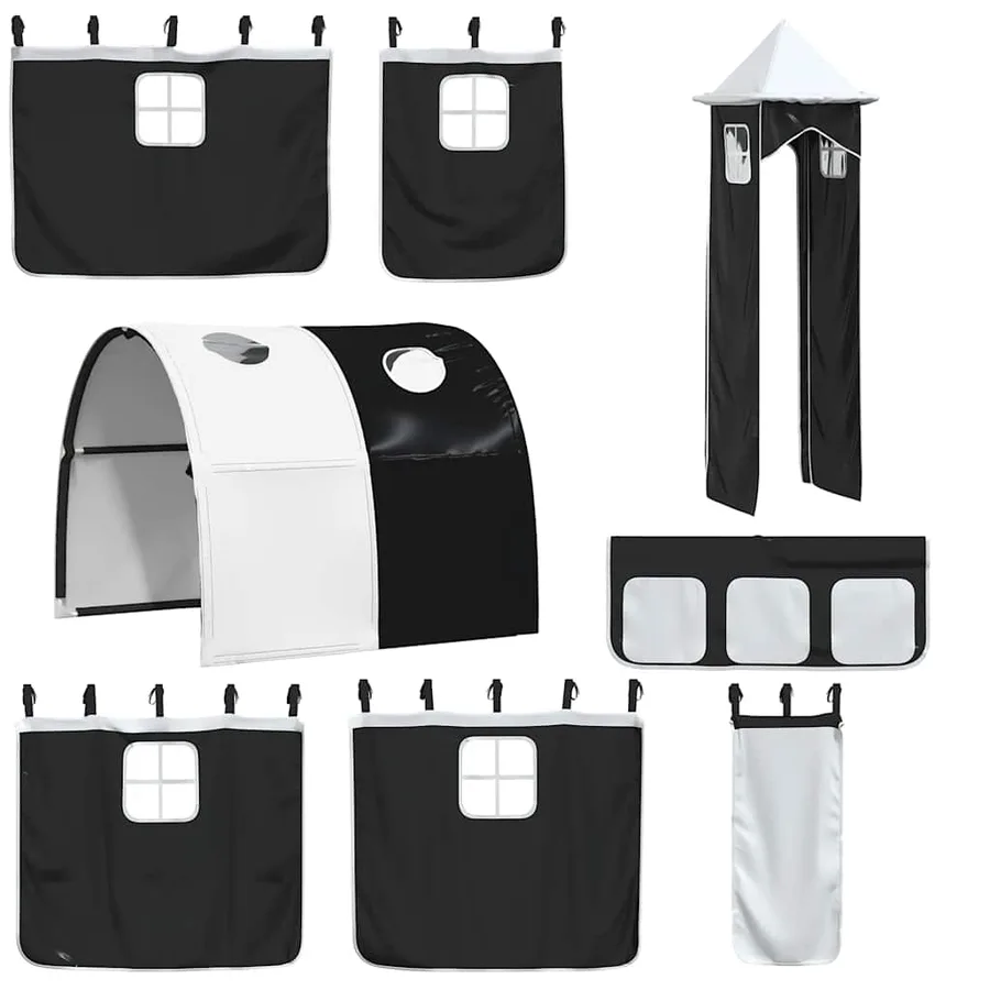 Lit superposé sans matelas avec toboggan blanc noir 90x190 cm - 6