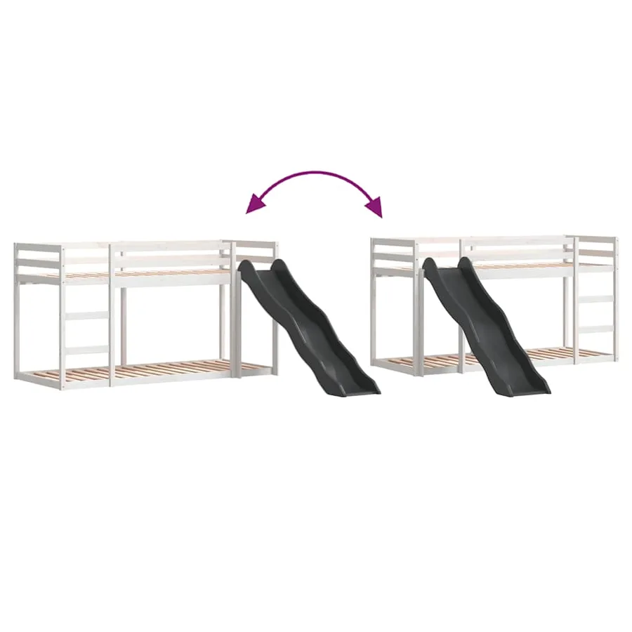 Lit superposé avec toboggan et échelle sans matelas 90x190 cm - 8
