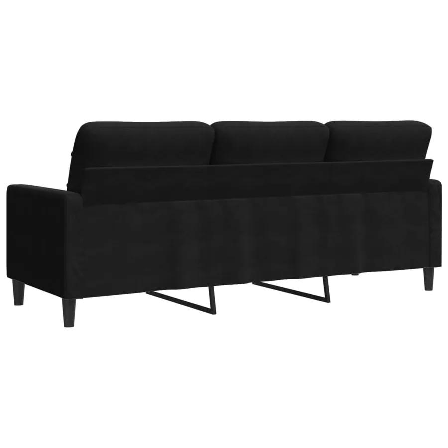 Canapé à 3 places Noir 180 cm Velours - 6