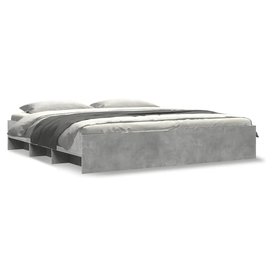 Cadre de lit sans matelas gris béton 200x200 cm bois ingénierie - 2