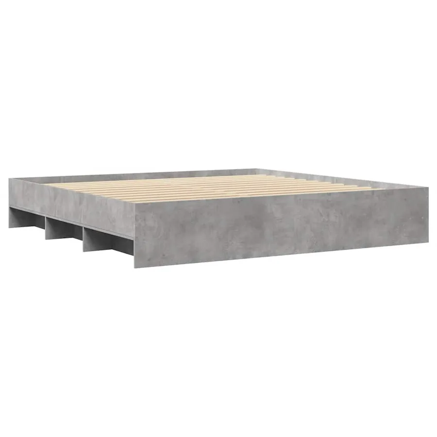 Cadre de lit sans matelas gris béton 200x200 cm bois ingénierie - 4