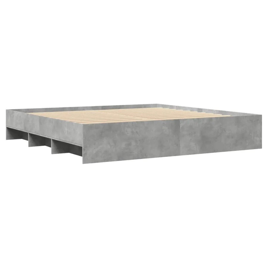 Cadre de lit sans matelas gris béton 200x200 cm bois ingénierie - 7