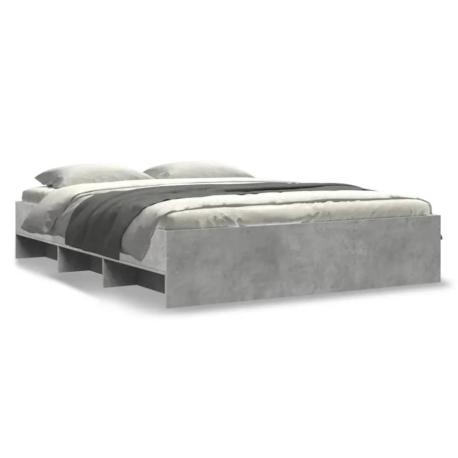 Cadre de lit sans matelas gris béton 150x200 cm bois ingénierie - 2