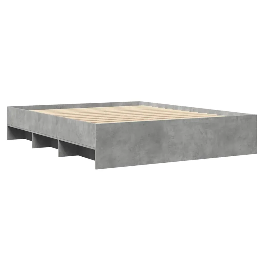 Cadre de lit sans matelas gris béton 150x200 cm bois ingénierie - 4