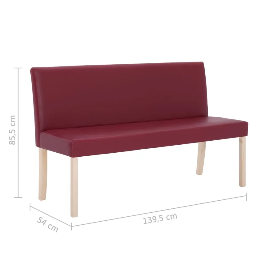 Banc 139,5 cm Rouge bordeaux Similicuir - 8