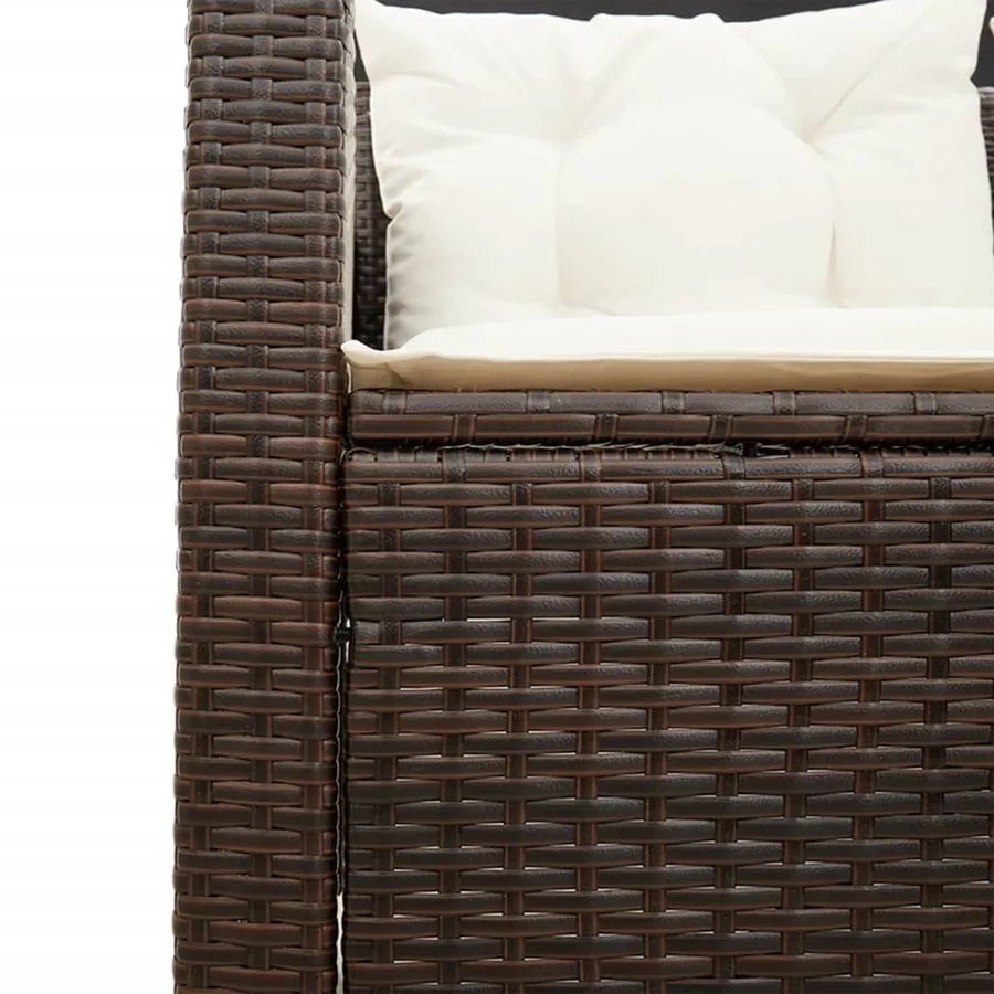 Canapé de jardin avec table et coussins en forme de L marron - 10