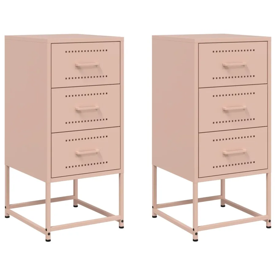 Tables de chevet 2 pcs rose 36x39x78 cm acier - 2