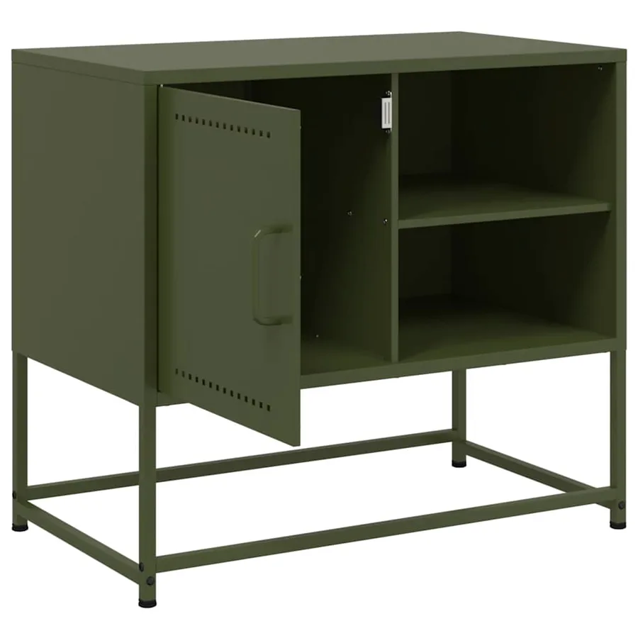 Meuble TV vert olive 68x39x60,5 cm acier - 10