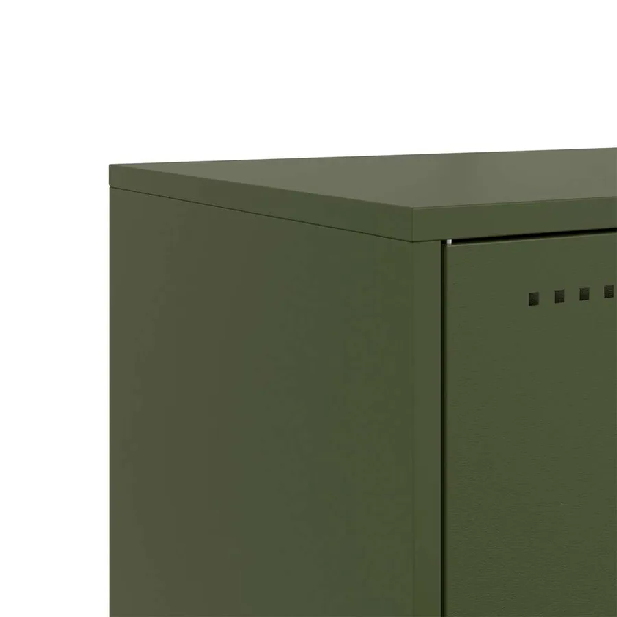 Meuble TV vert olive 68x39x60,5 cm acier - 11