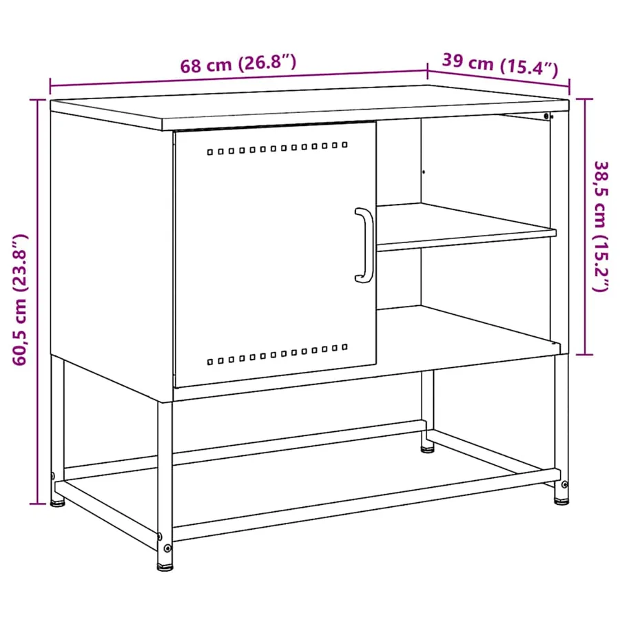 Meuble TV vert olive 68x39x60,5 cm acier - 13