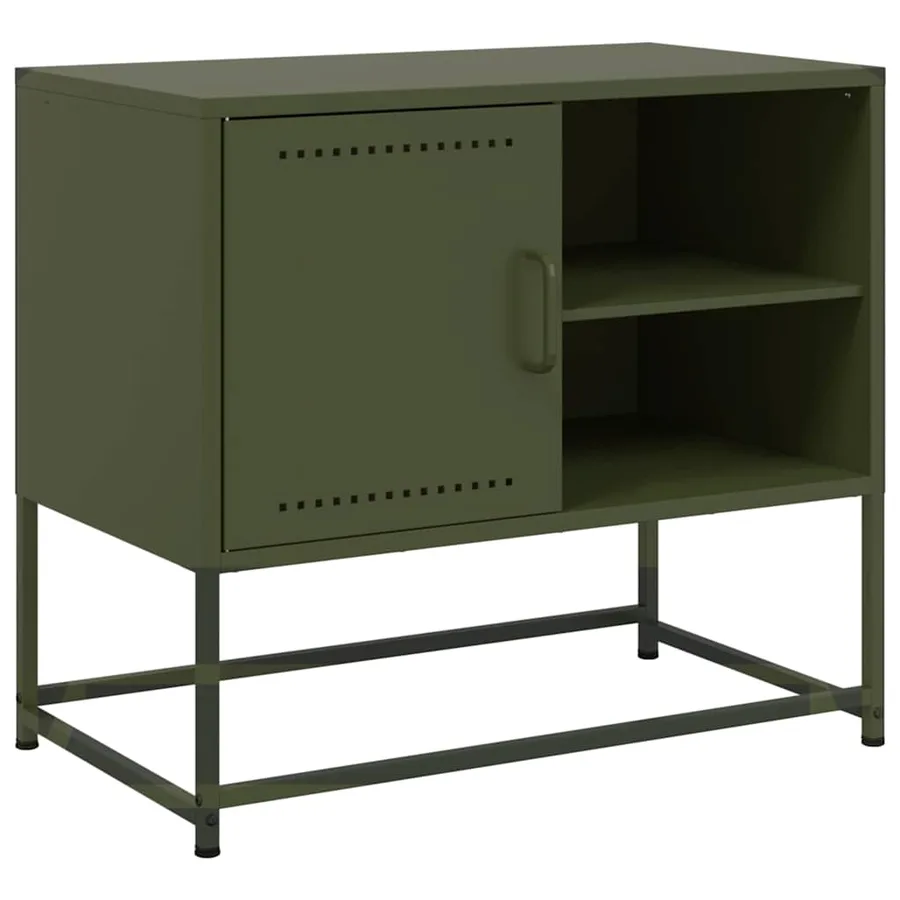 Meuble TV vert olive 68x39x60,5 cm acier - 2