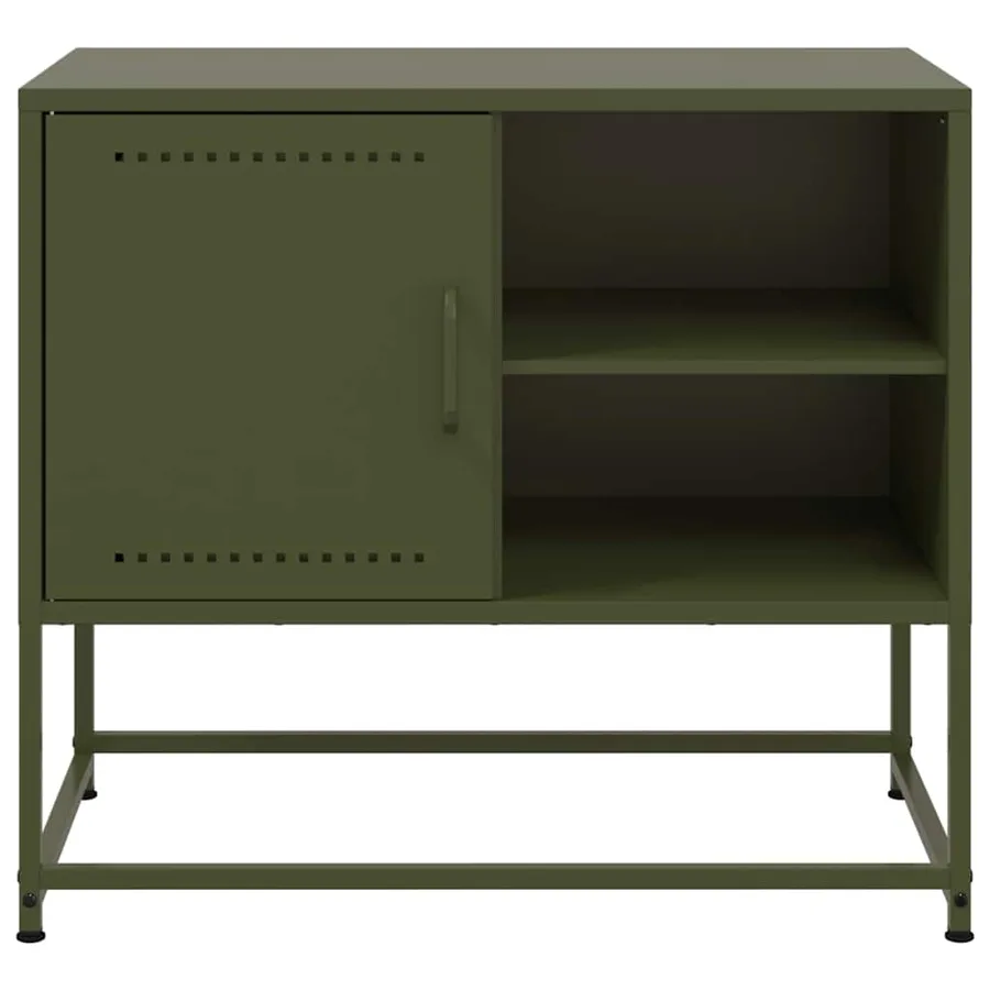 Meuble TV vert olive 68x39x60,5 cm acier - 6
