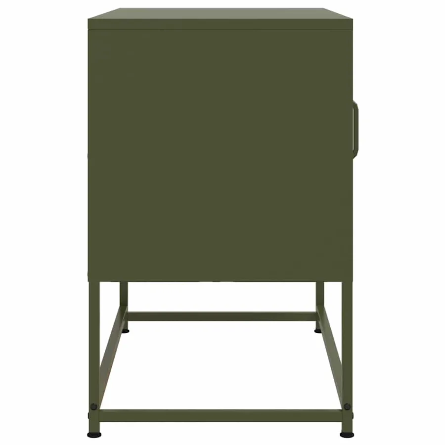 Meuble TV vert olive 68x39x60,5 cm acier - 7