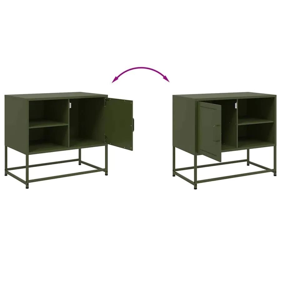Meuble TV vert olive 68x39x60,5 cm acier - 9