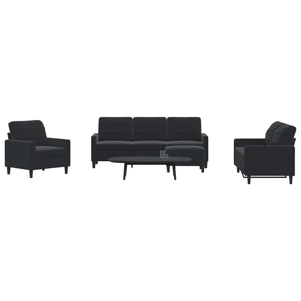 Ensemble de canapés 4 pcs avec coussins Noir Velours