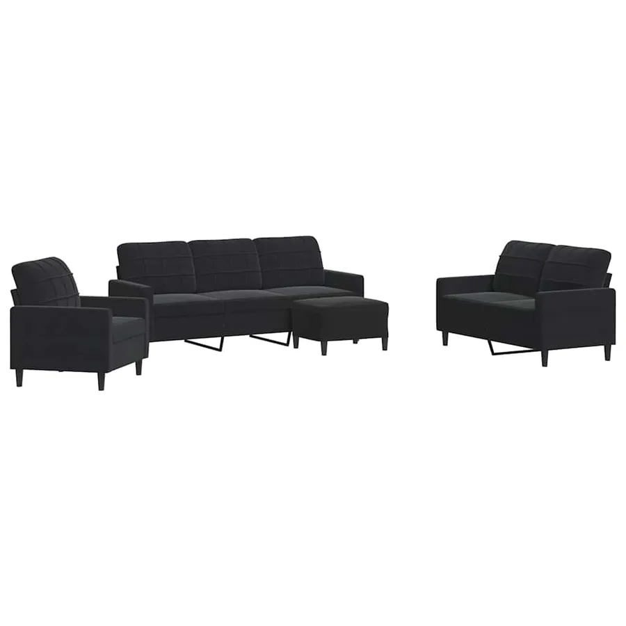 Ensemble de canapés 4 pcs avec coussins Noir Velours - 2