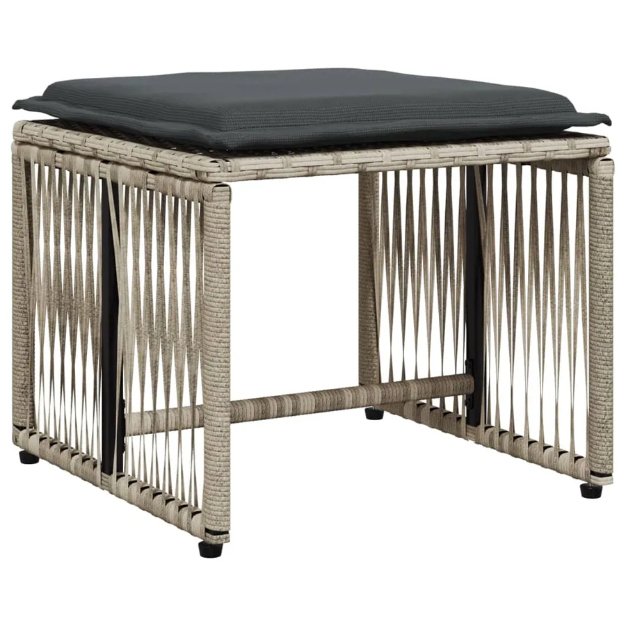 Ensemble à manger de jardin et coussins 7 pcs gris clair rotin - 4
