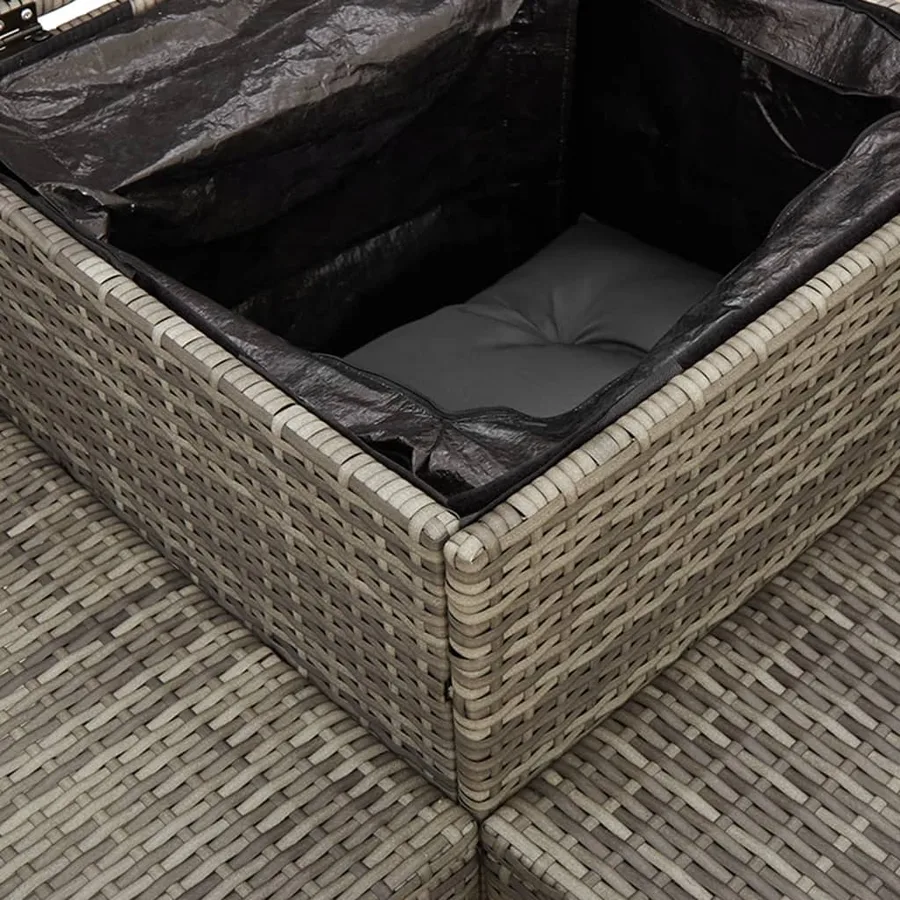 Canapé de jardin avec table et coussins en forme de L gris - 9