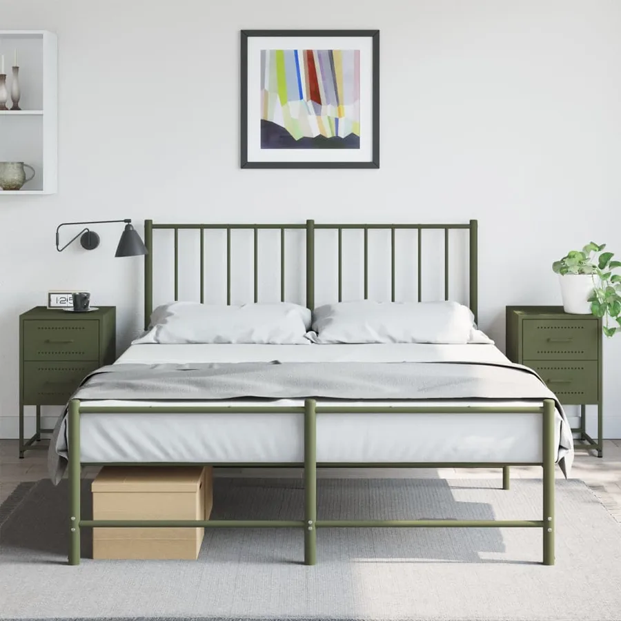 Tables de chevet 2 pcs vert olive 36x39x60,5 cm acier - 3