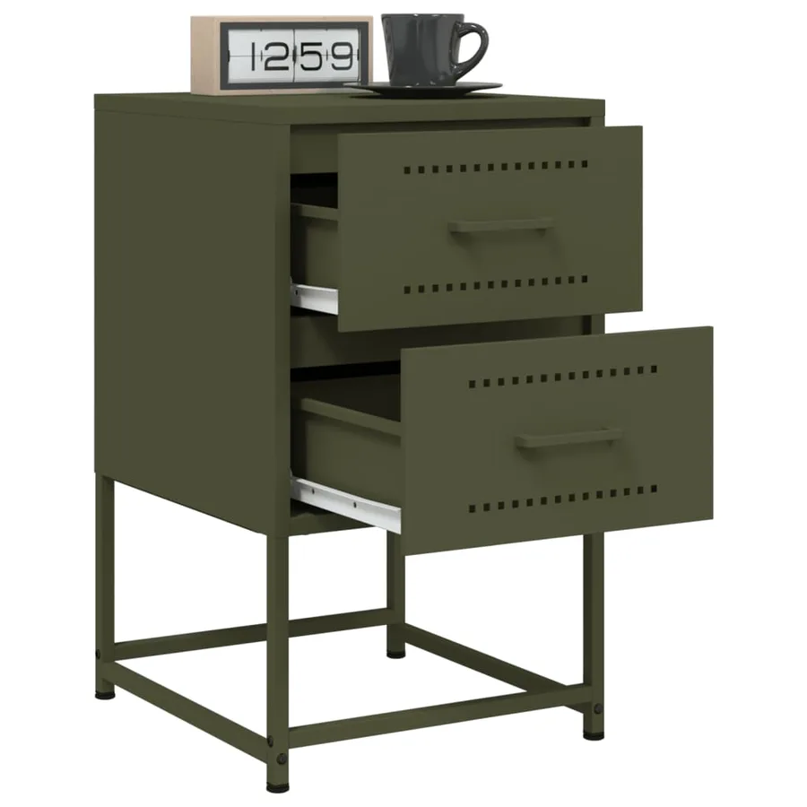 Tables de chevet 2 pcs vert olive 36x39x60,5 cm acier - 4
