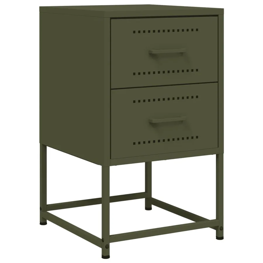 Tables de chevet 2 pcs vert olive 36x39x60,5 cm acier - 5