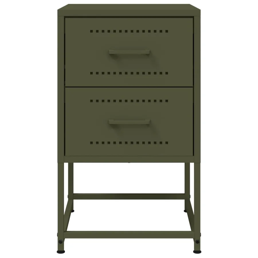 Tables de chevet 2 pcs vert olive 36x39x60,5 cm acier - 6