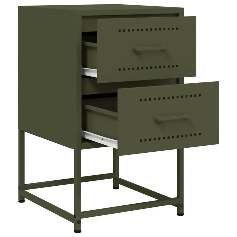 Tables de chevet 2 pcs vert olive 36x39x60,5 cm acier - 9