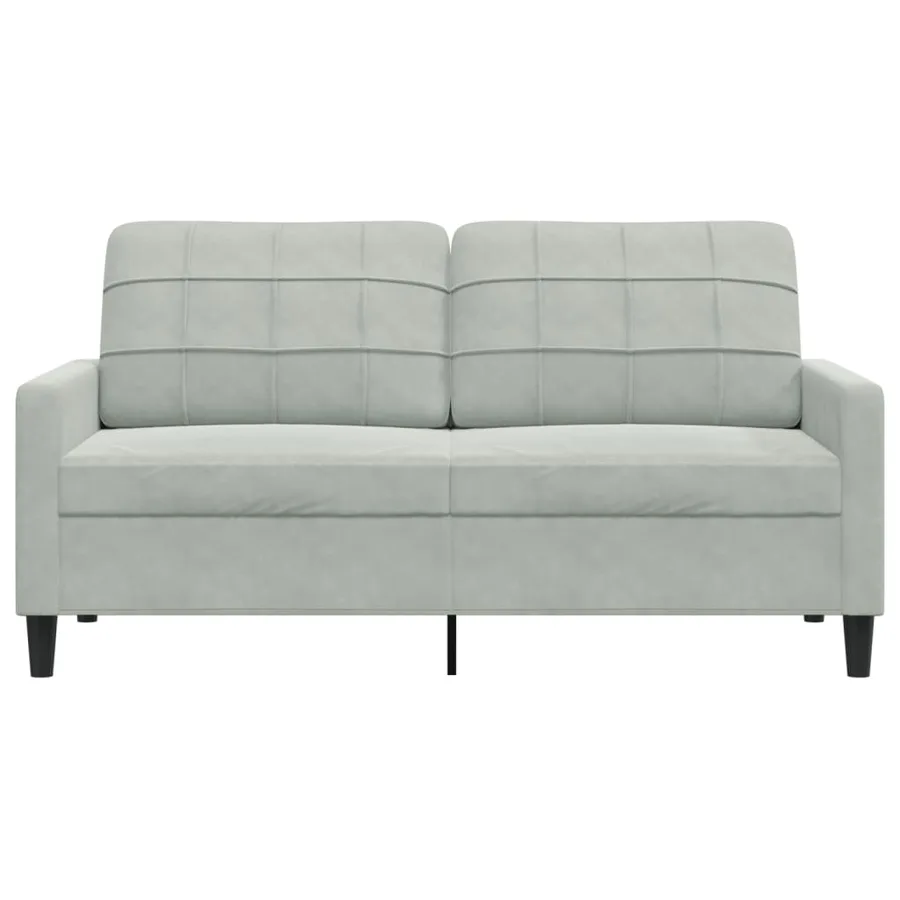 Canapé à 2 places Gris clair 140 cm Velours - 4