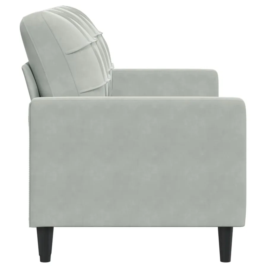 Canapé à 2 places Gris clair 140 cm Velours - 5