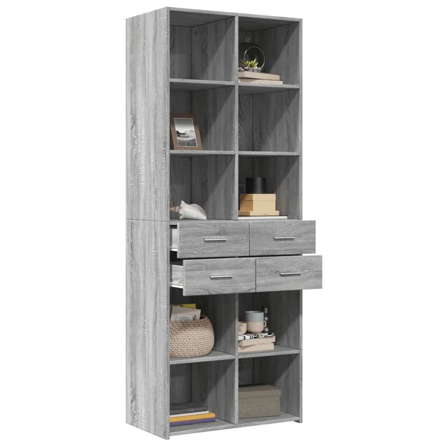 Buffet haut sonoma gris 70x42,5x185 cm bois d'ingénierie - 3