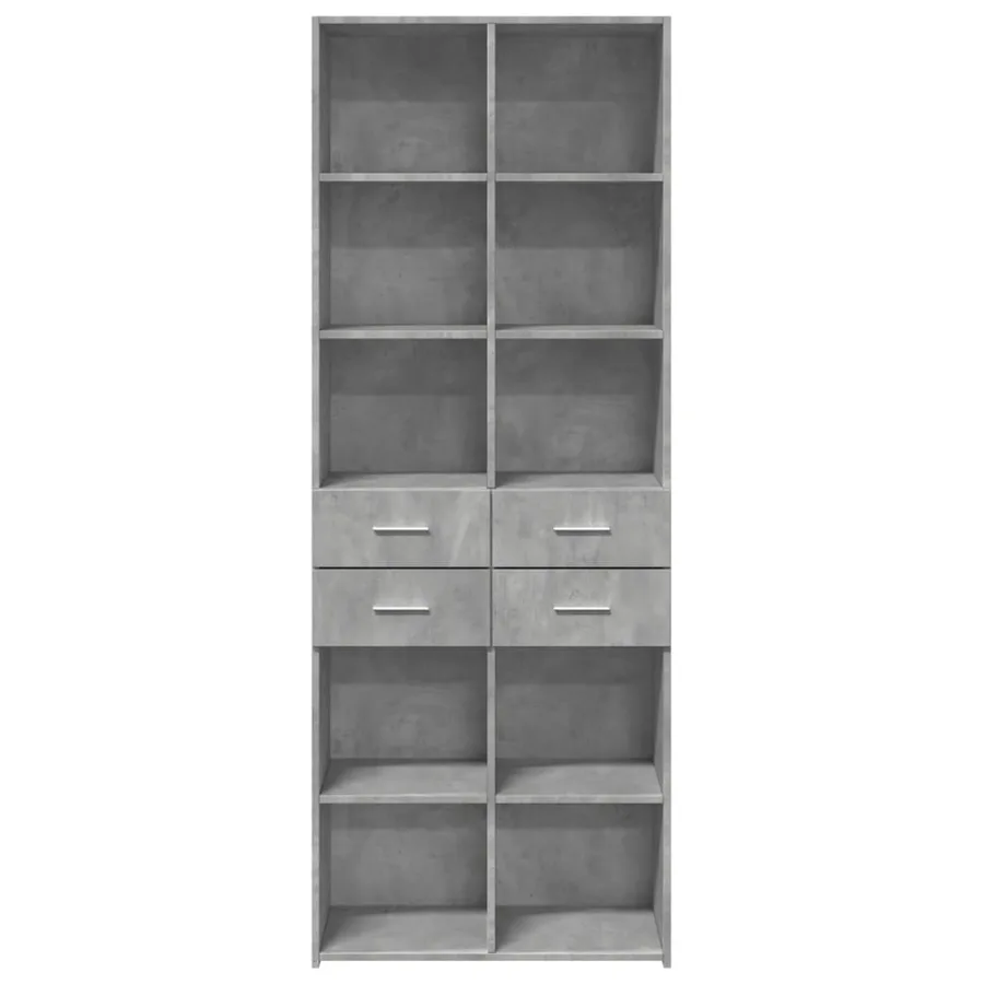 Buffet haut gris béton 70x42,5x185 cm bois d'ingénierie - 4