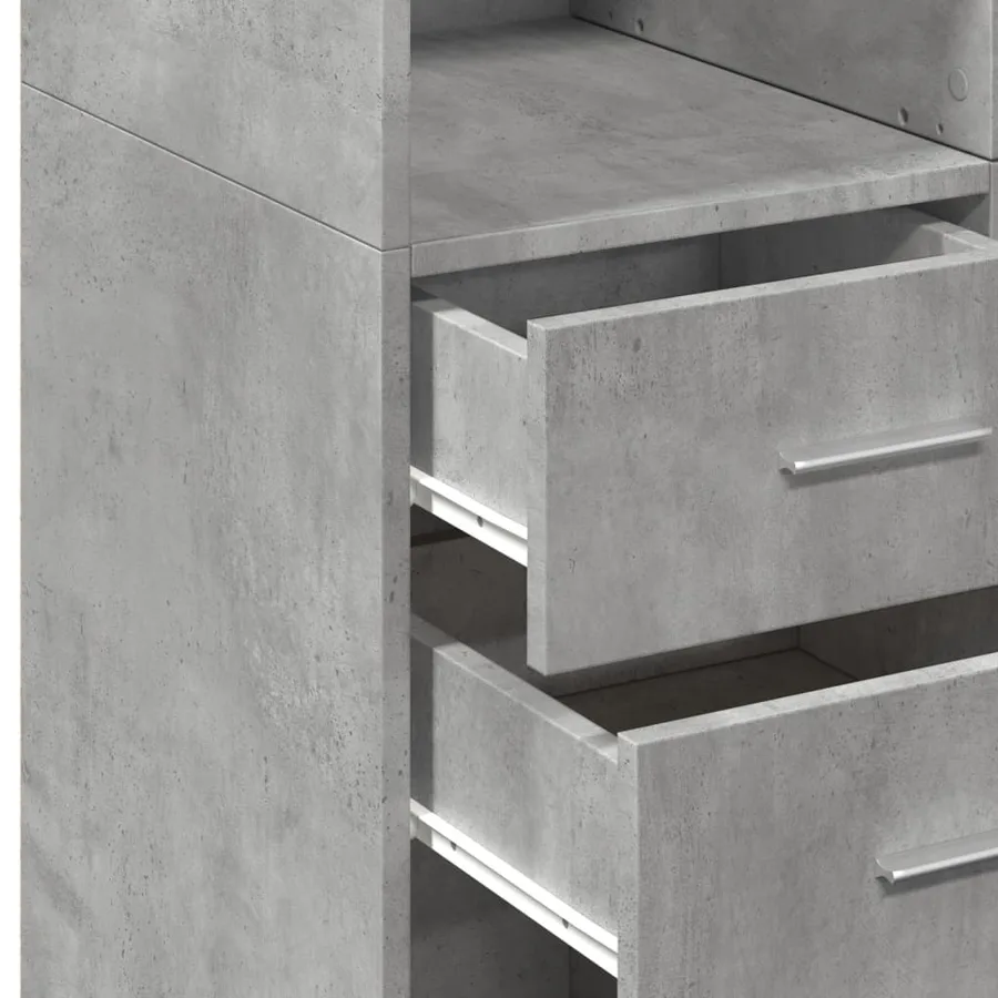 Buffet haut gris béton 70x42,5x185 cm bois d'ingénierie - 7