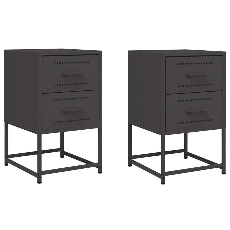 Tables de chevet 2 pcs noir 36x39x60,5 cm acier - 2