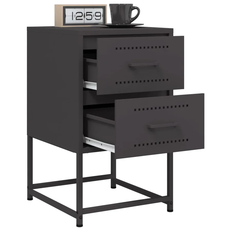 Tables de chevet 2 pcs noir 36x39x60,5 cm acier - 4