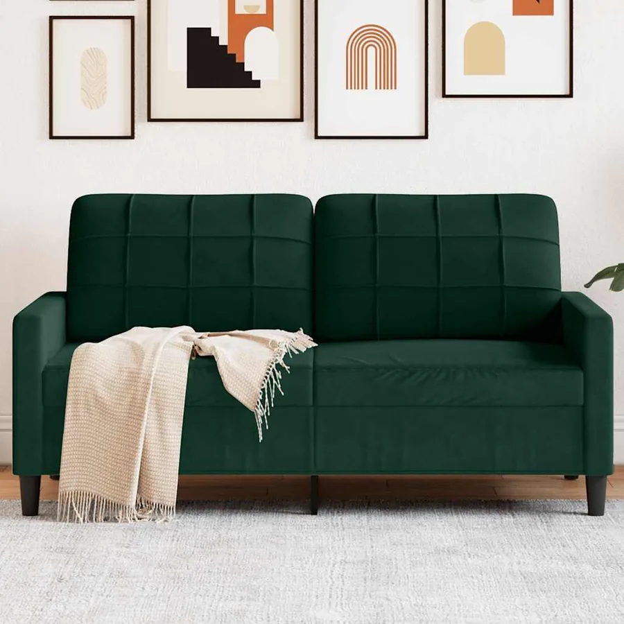 Canapé à 2 places Vert foncé 140 cm Velours
