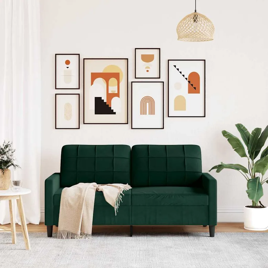 Canapé à 2 places Vert foncé 140 cm Velours - 3