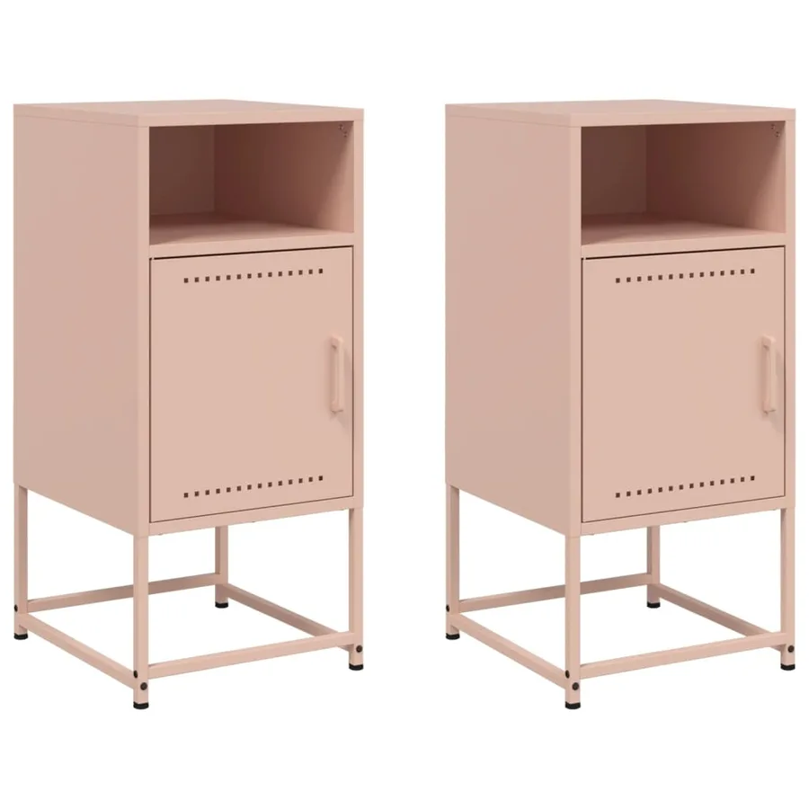 Tables de chevet 2 pcs rose 36x39x78 cm acier - 2