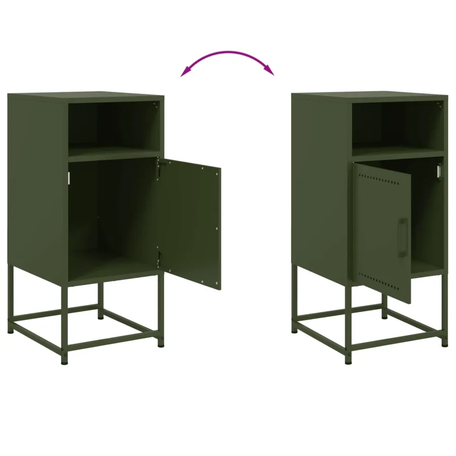 Table de chevet vert olive 36x39x78 cm acier - 10