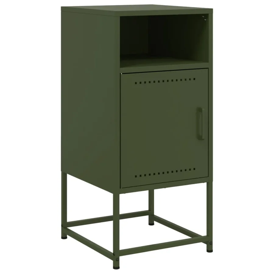 Table de chevet vert olive 36x39x78 cm acier - 2